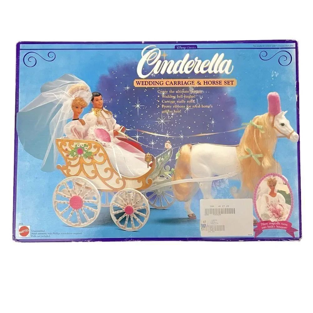 Vintage Mattel Disney Classics 1991 Cinderella Horse & Carriage Set